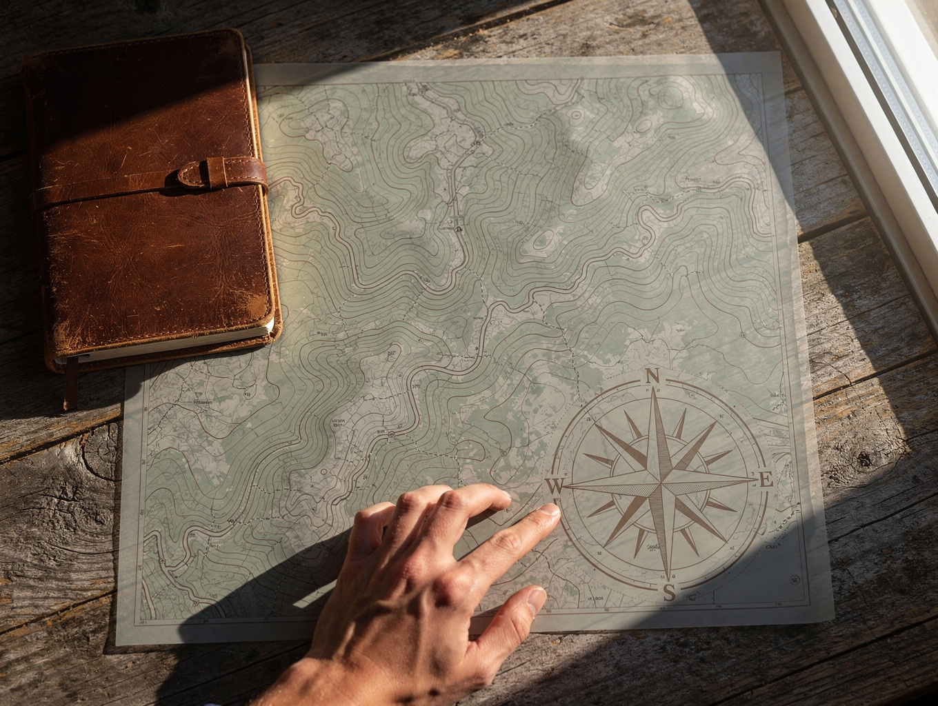 Topographic map and route planning for remote landscape photography