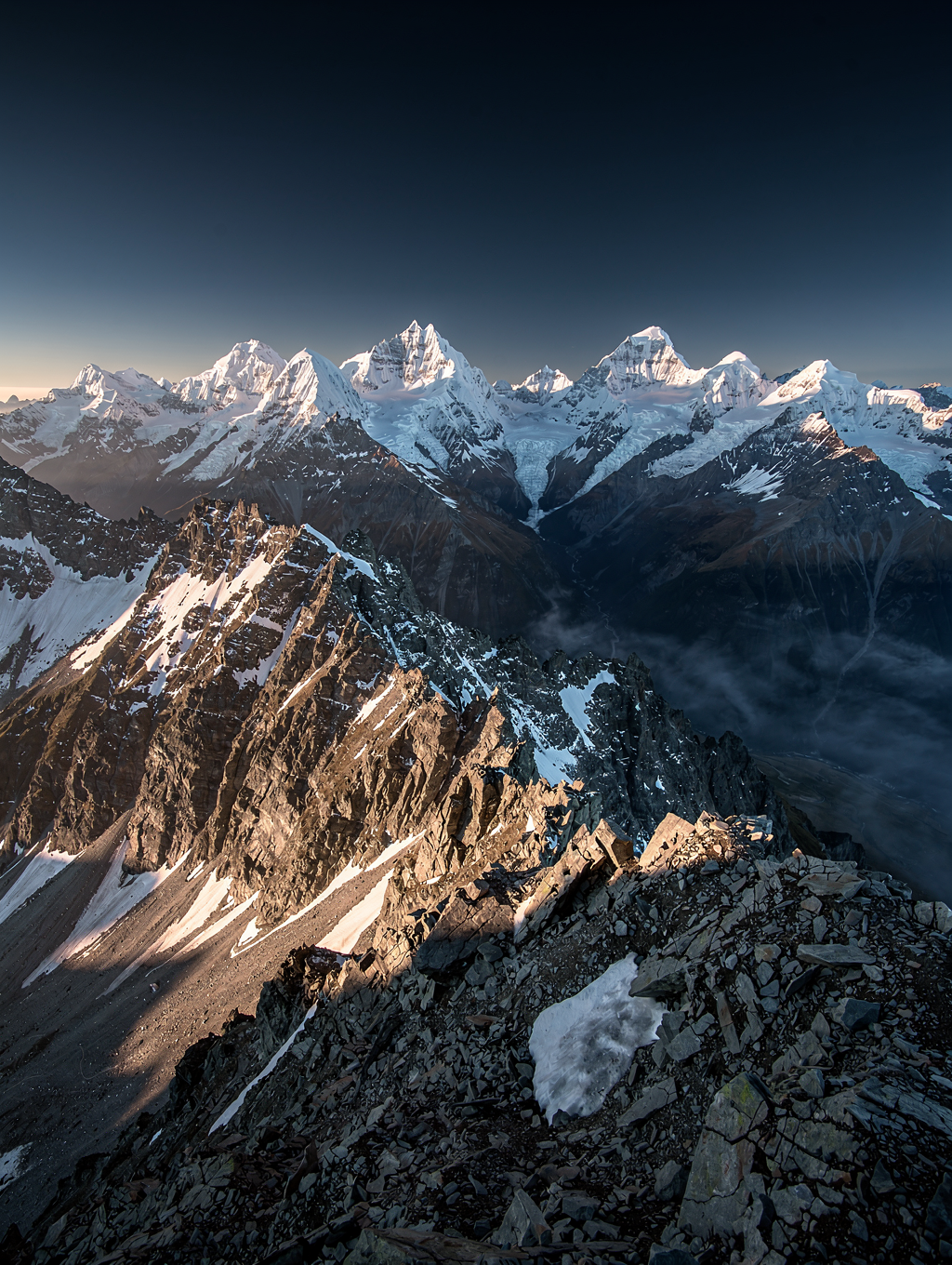Snow-capped mountain peak in New Zealand